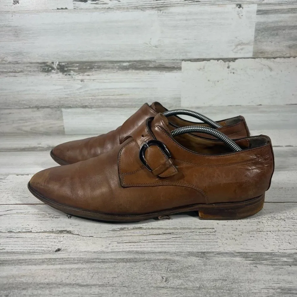 Johnston & Murphy Mens McClain Leather Monk Strap Buckle Derby Shoes Size‎ 11.5
